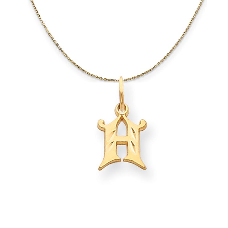 14k Yellow Gold, Isabelle, Mini Letter H Initial Necklace - 22 Inch